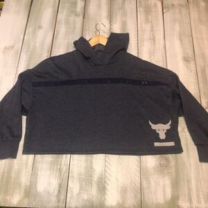 Under Armour Hoodie Womens Medium Project Rock Cropped Oversized Workout